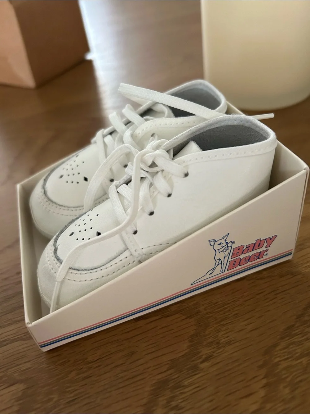 Baby Deer White Lace-Up Baby Walker Shoes